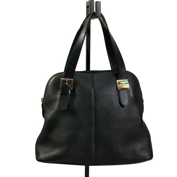 Authentic BURBERRY Vintage Leather Shoulder Hand Bag Purse Black - Picture 1 of 16